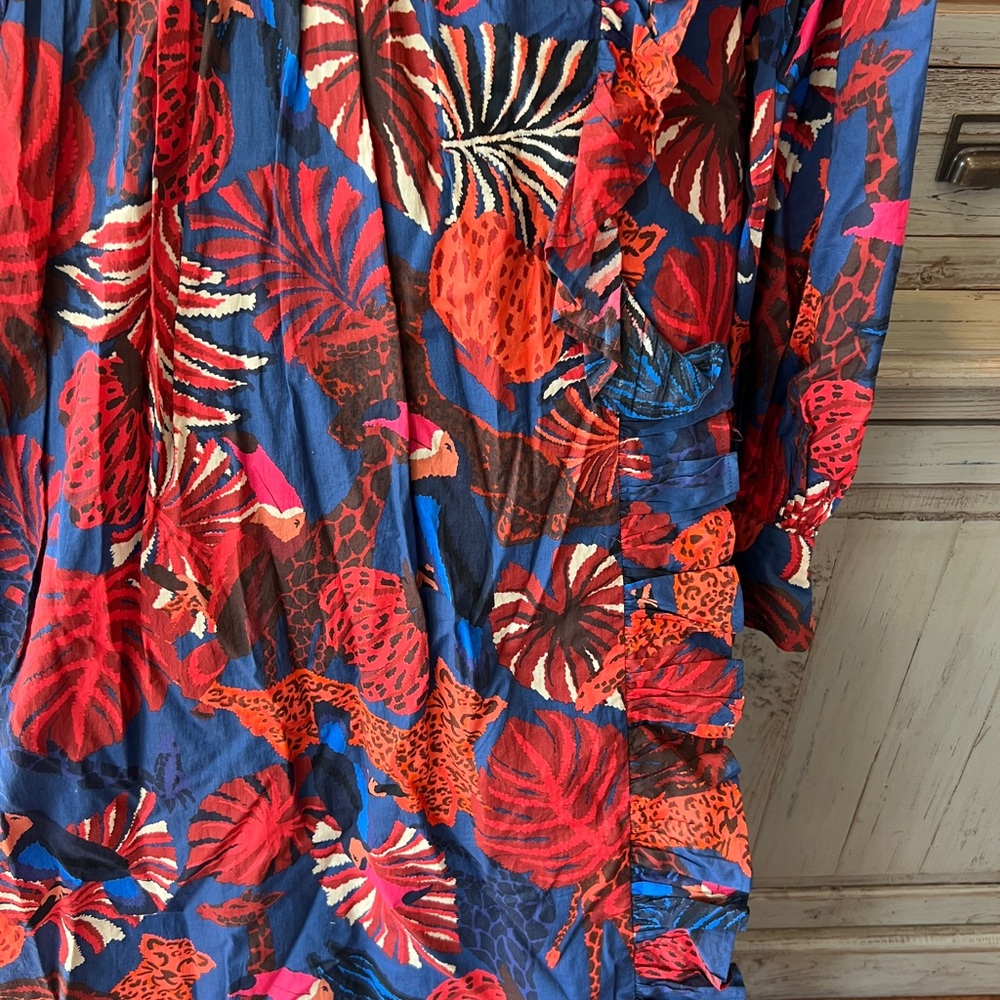 Farm Rio Bold Tropical Print V-Neck Maxi Dress - Red & Blue - Picture 2 of 12